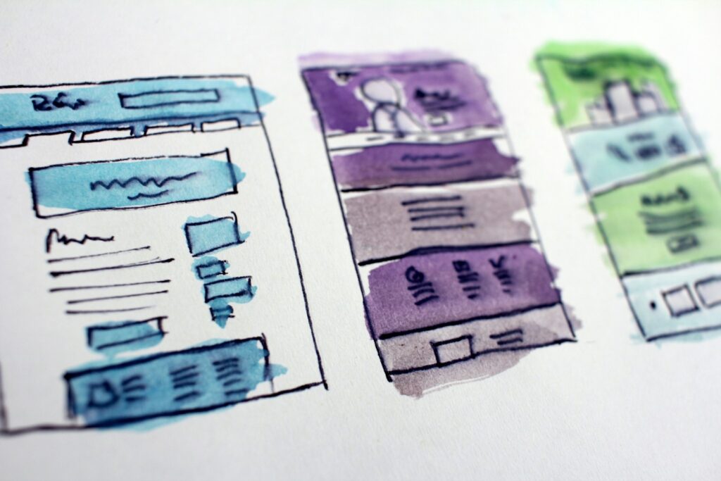 Designskizzen für moderne Weblayouts – kreative Website-Entwicklung bei 7zwo MEDIA.